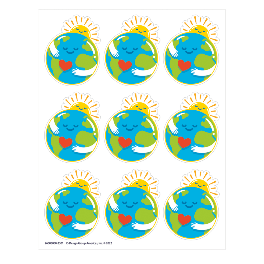 Eureka Giant Stickers, 1-5/16in x 1-3/4in, Earth, 36 Stickers Per Pack, Set Of 12 Packs MPN:EU-650805-12
