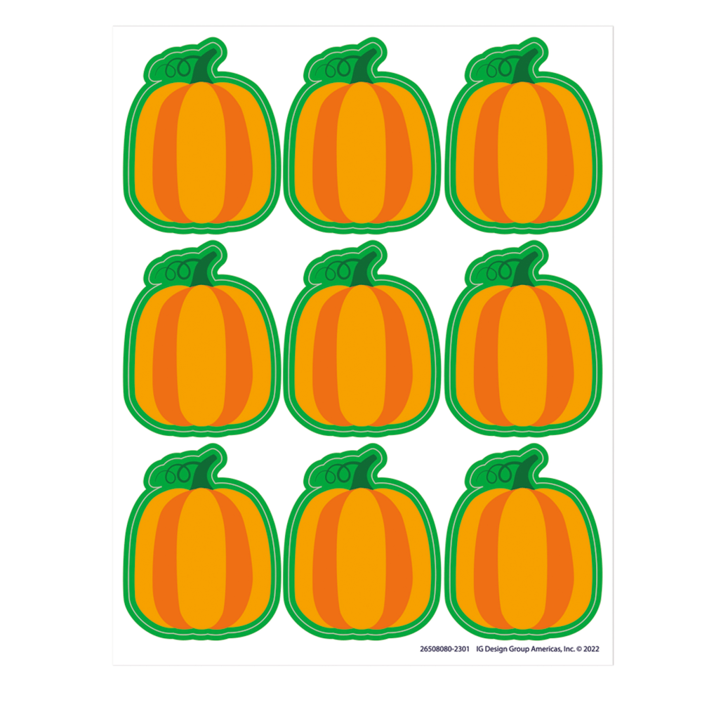 Eureka Giant Stickers, 1-5/16in x 1-3/4in, Fall Pumpkin, 36 Stickers Per Pack, Set Of 12 Packs MPN:EU-650808-12