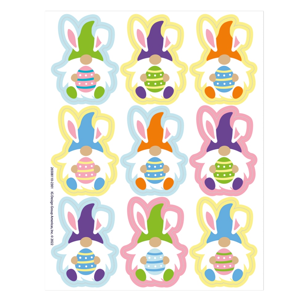 Eureka Giant Stickers, 1-5/16in x 1-3/4in, Easter Gnome Giant, 36 Stickers Per Pack, Set Of 12 Packs MPN:EU-650811-12