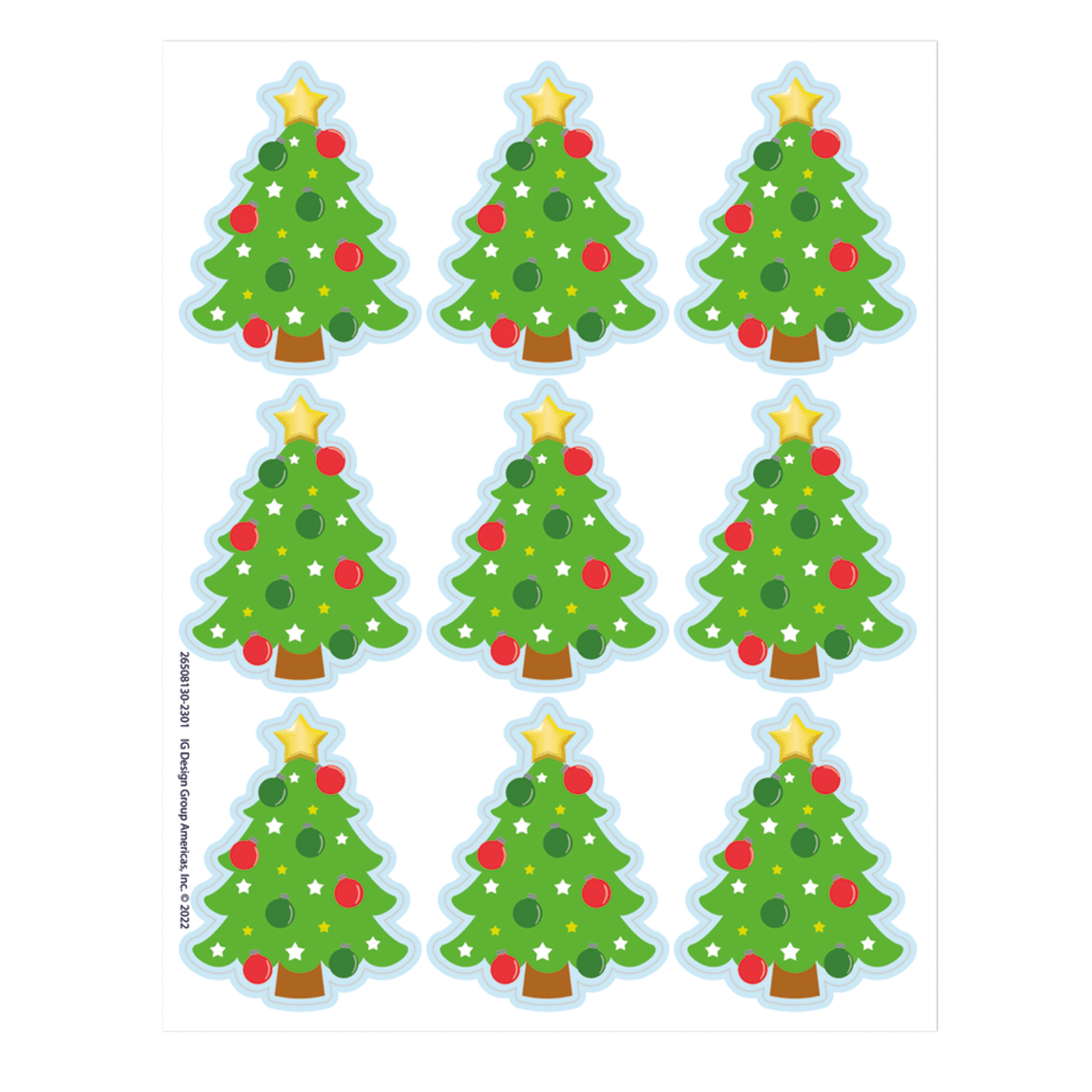 Eureka Giant Stickers, 1-5/16in x 1-3/4in, Christmas Tree, 36 Stickers Per Pack, Set Of 12 Packs MPN:EU-650813-12