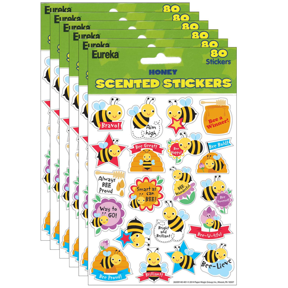 Eureka Scented Stickers, Honey, 80 Stickers Per Pack, Set Of 6 Packs MPN:EU-650914-6