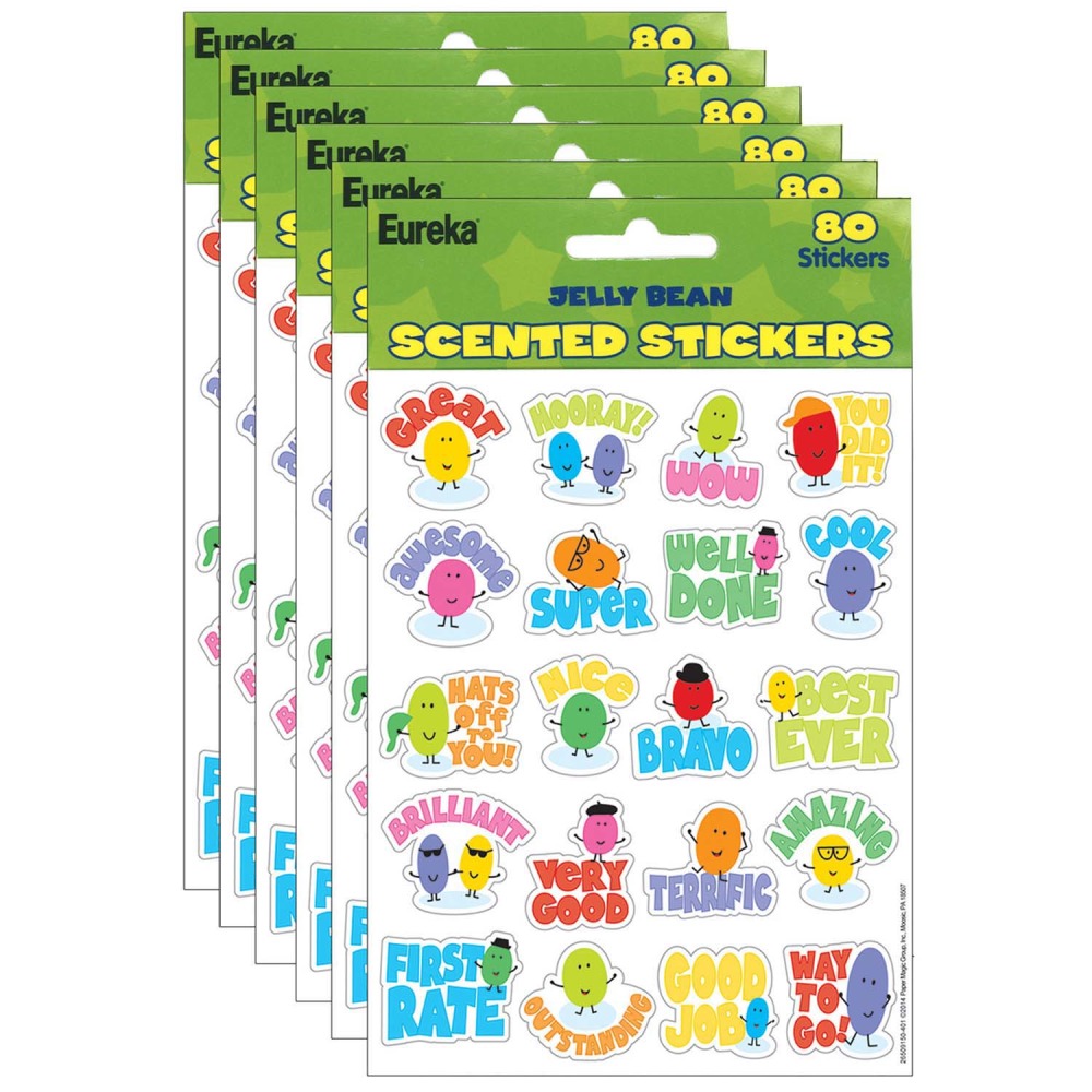 Eureka Scented Stickers, Jelly Beans, 80 Stickers Per Pack, Set Of 6 Packs MPN:EU-650915-6