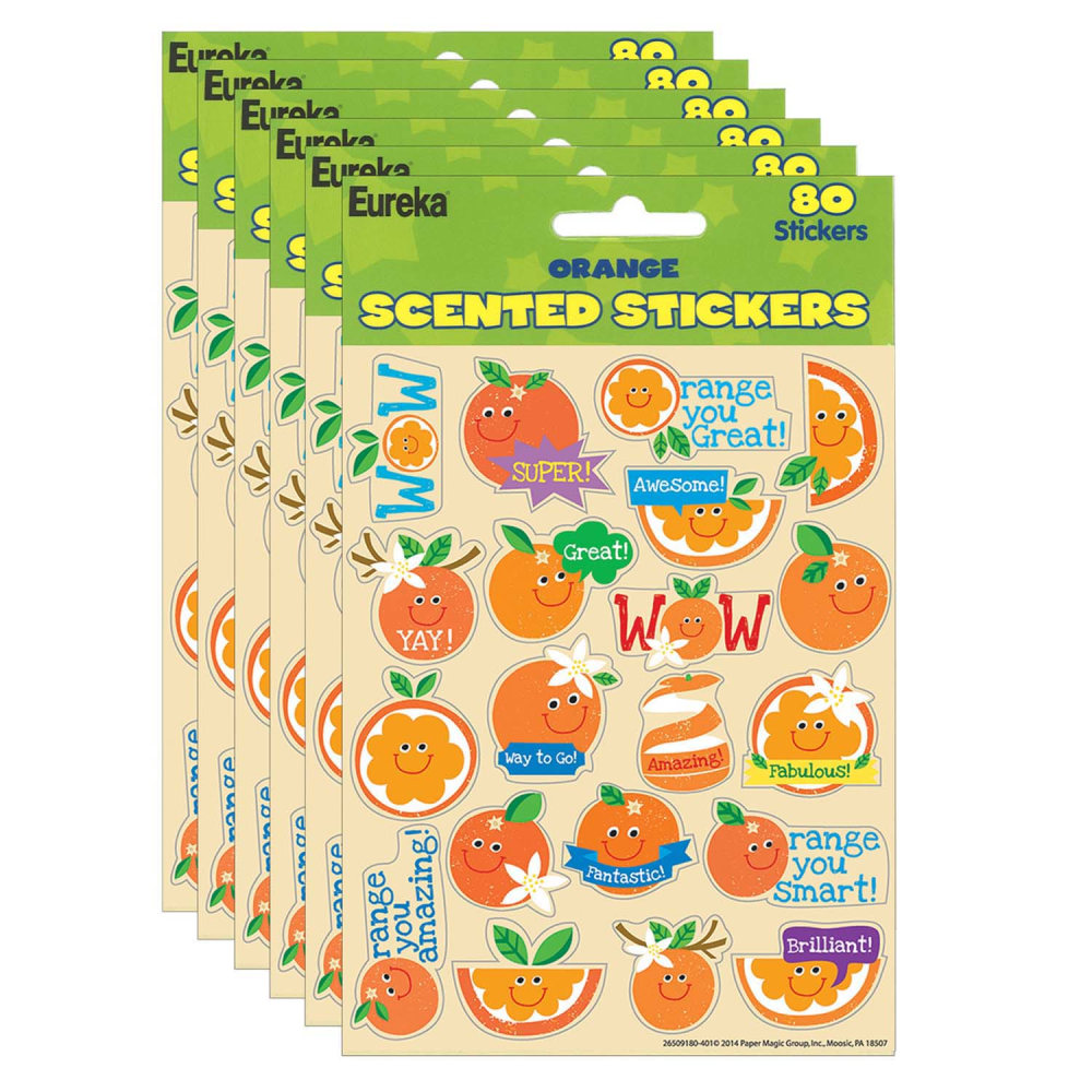 Eureka Scented Stickers, Orange, 80 Stickers Per Pack, Set Of 6 Packs MPN:EU-650918-6