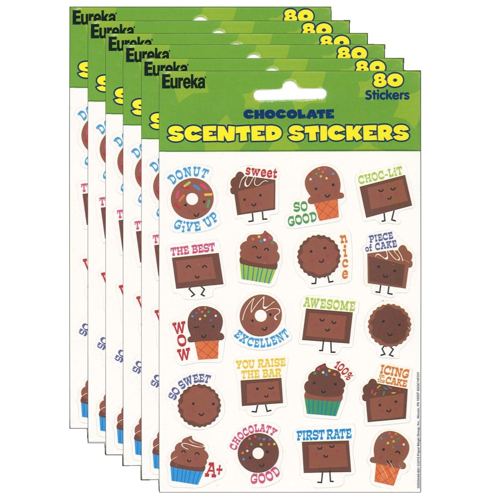 Eureka Scented Stickers, Chocolate, 80 Stickers Per Pack, Set Of 6 Packs MPN:EU-650944-6