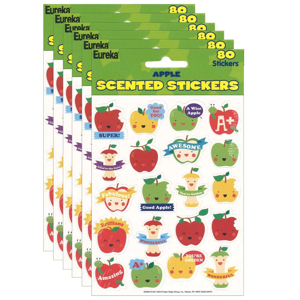 Eureka Scented Stickers, Apple, 80 Stickers Per Pack, Set Of 6 Packs MPN:EU-650947-6