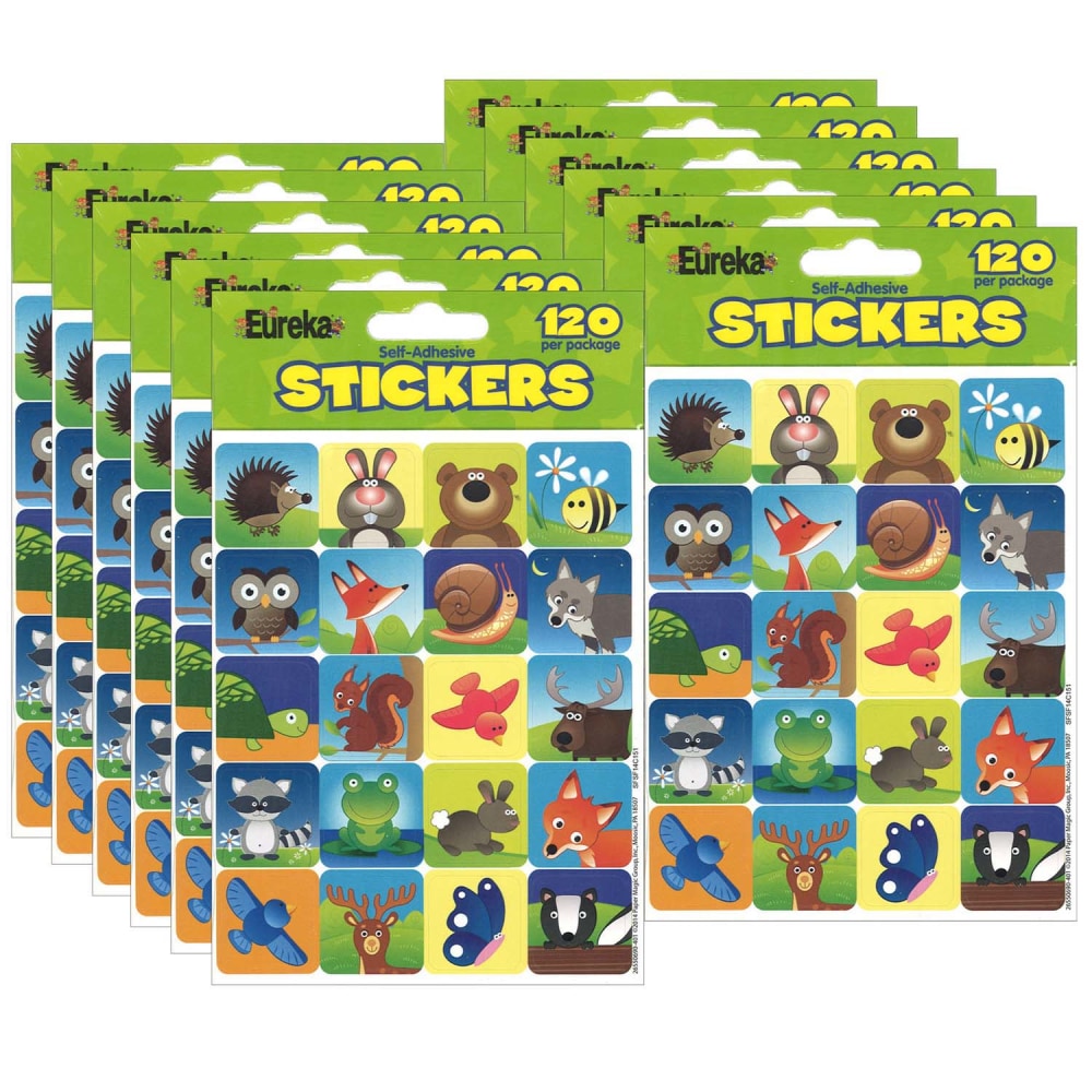 Eureka Theme Stickers, Woodland Creatures, 120 Stickers Per Pack, Set Of 12 Packs MPN:EU-655069-12