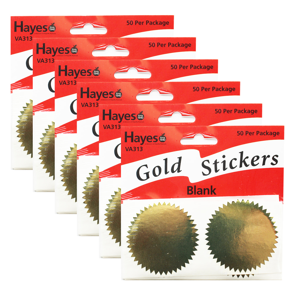 Hayes Publishing Blank Certificate Seals, 2in, Gold, 50 Per Pack, Set Of 6 Packs MPN:H-VA313-6