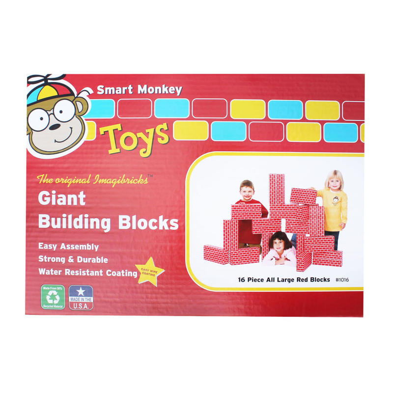 Smart Monkey ImagiBRICKS Giant 16-Piece Building Block Set, Red MPN:IMA1016