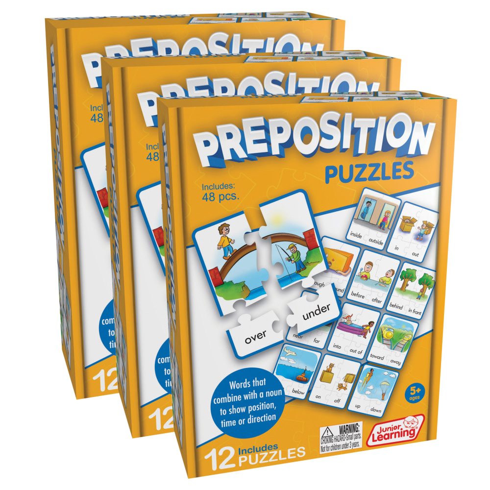Junior Learning Prepositions Puzzles, Set Of 12 Puzzles, Pack Of 3 Sets MPN:JRL245-3