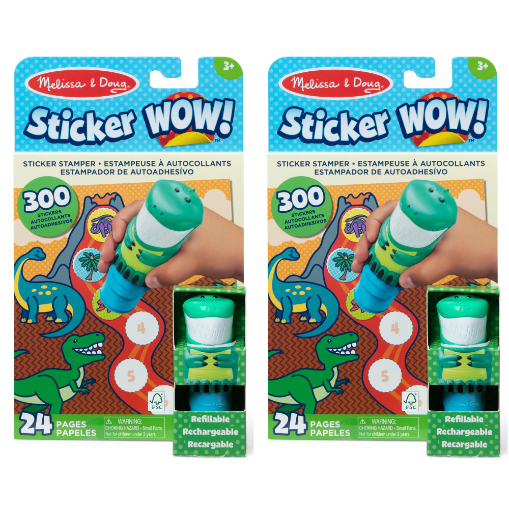 Melissa & Doug Sticker WOW! Activity Pad Sets, Medium, Dinosaur, 300 Stickers Per Set, 2 Sets MPN:LCI32012-2