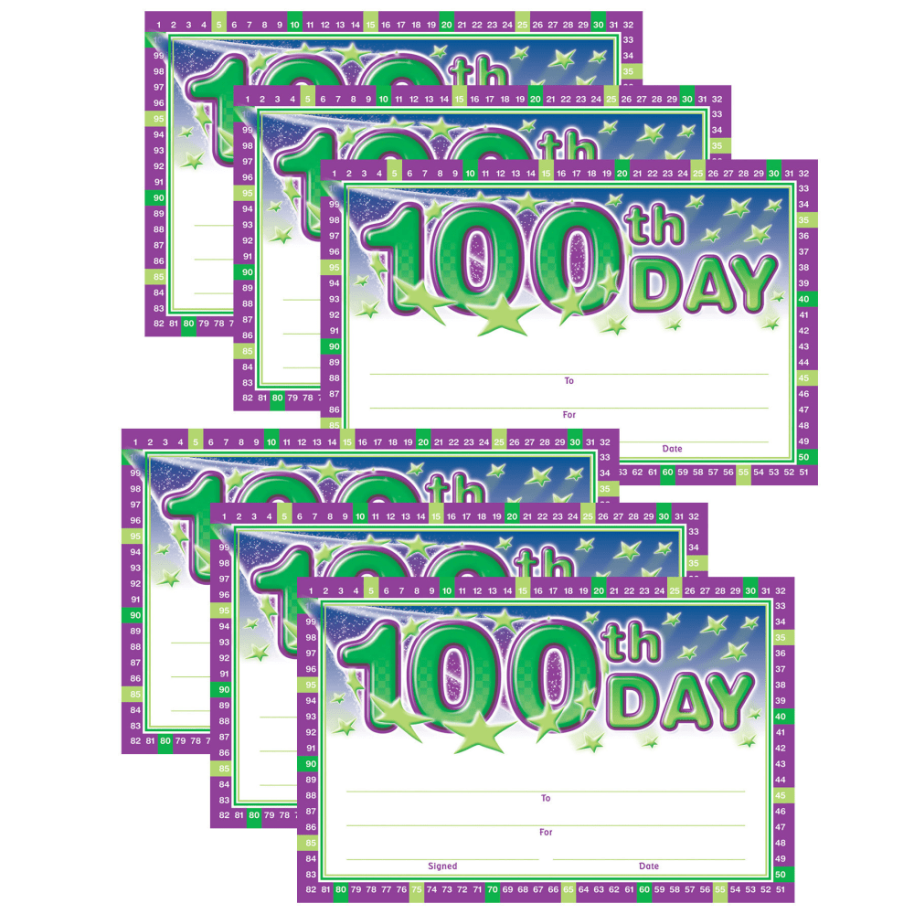 North Star Teacher Resources 100th Day Anytime Awards, 36 Per Pack, Set Of 6 Packs MPN:NST6009-6