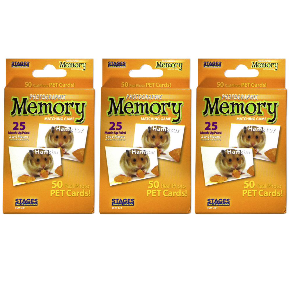 Stages Learning Materials Pets Photographic Memory Matching Games, Pack Of 3 Games MPN:SLM221-3