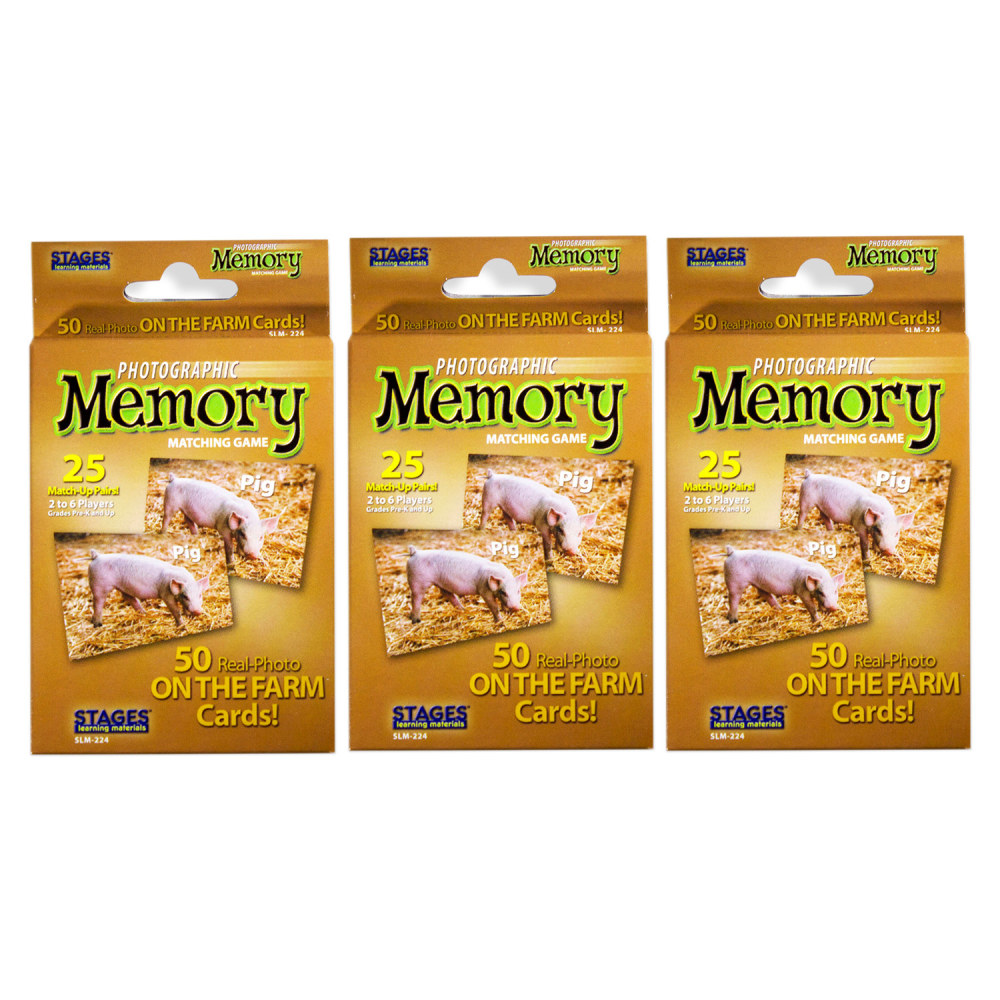Stages Learning Materials Photographic Memory Matching Games, On The Farm, Pack Of 3 Games MPN:SLM224-3