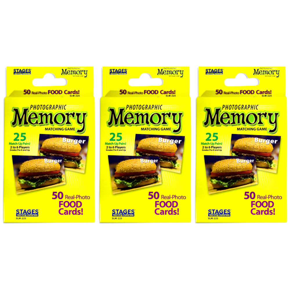 Stages Learning Materials Photographic Memory Matching Games, Food, Pack Of 3 Games MPN:SLM225-3