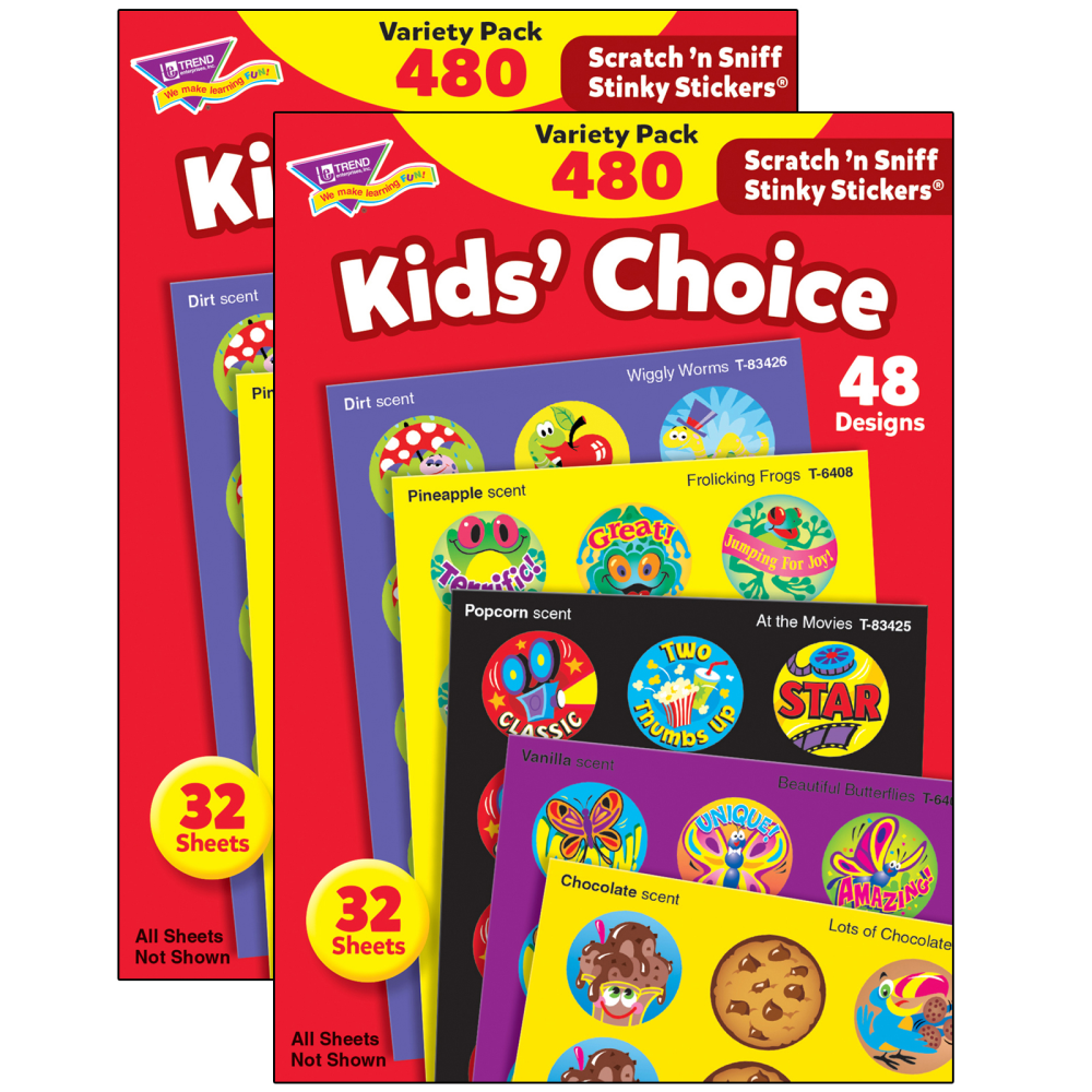 Trend Stinky Stickers, Kids Choice, 480 Stickers Per Pack, Set Of 2 Packs MPN:T-089-2