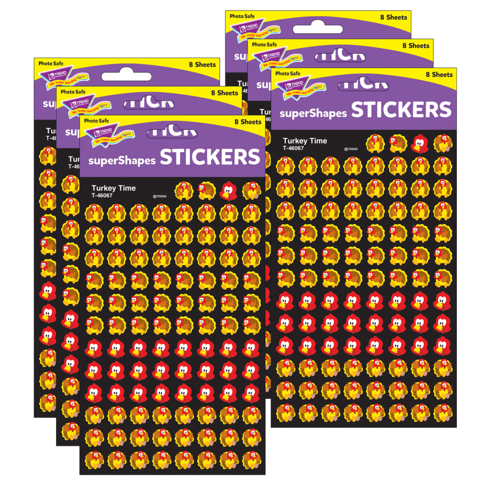 TREND superShapes Stickers, Turkey Time, 800 Per Pack, Set Of 6 Packs MPN:T-46067-6