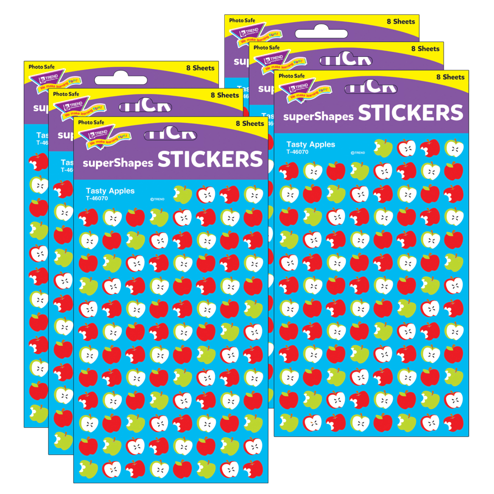 Trend superShapes Stickers, Tasty Apples, 800 Stickers Per Pack, Set Of 6 Packs MPN:T-46070-6