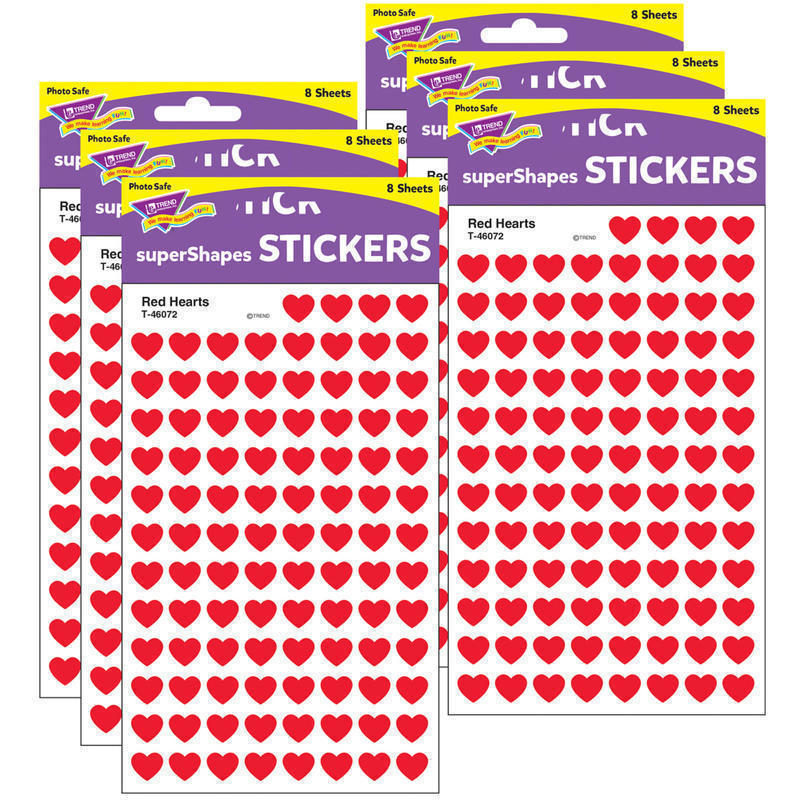 TREND Red Hearts superShapes Stickers, 800 Per Pack, 6 Packs MPN:T-46072-6