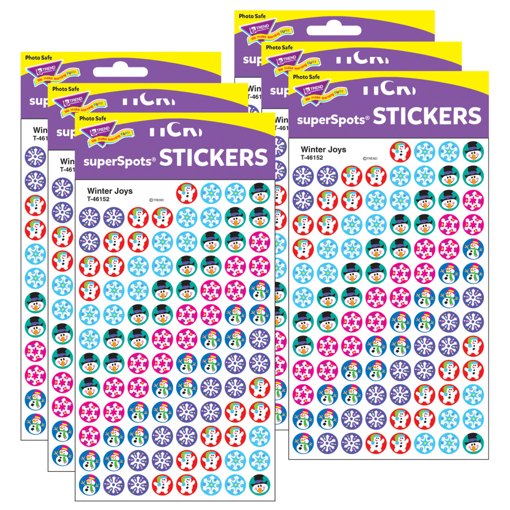 TREND superSpots Stickers, Winter Joys, 800 Per Pack, Set Of 6 Packs MPN:T-46152-6