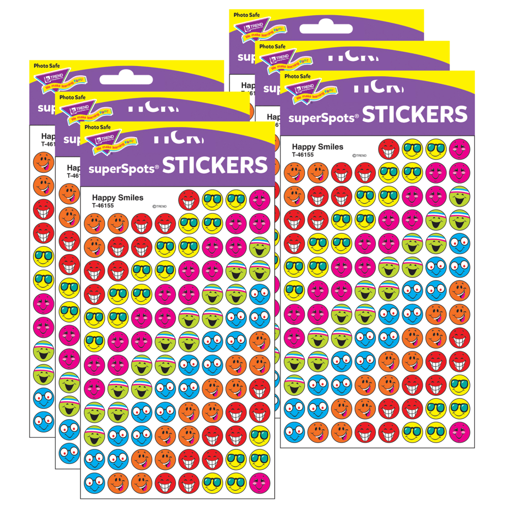 Trend SuperSpots Stickers, Happy Smiles, 800 Stickers Per Pack, Set Of 6 Packs MPN:T-46155-6