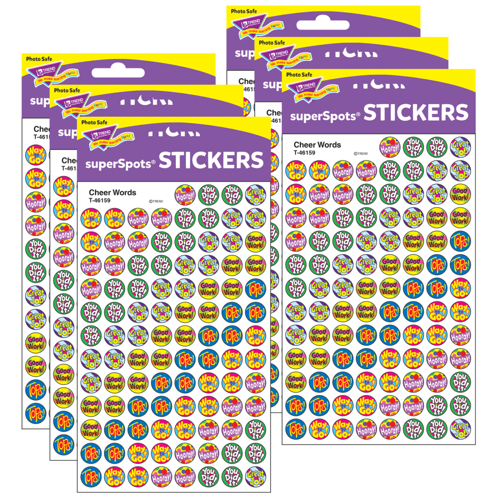 Trend SuperSpots Stickers, Cheer Words, 800 Stickers Per Pack, Set Of 6 Packs MPN:T-46159-6
