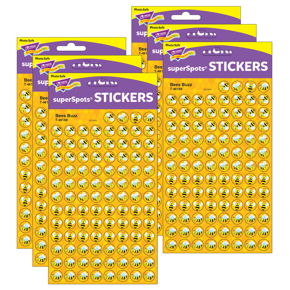 Trend SuperSpots Stickers, Bees Buzz, 800 Stickers Per Pack, Set Of 6 Packs MPN:T-46168-6
