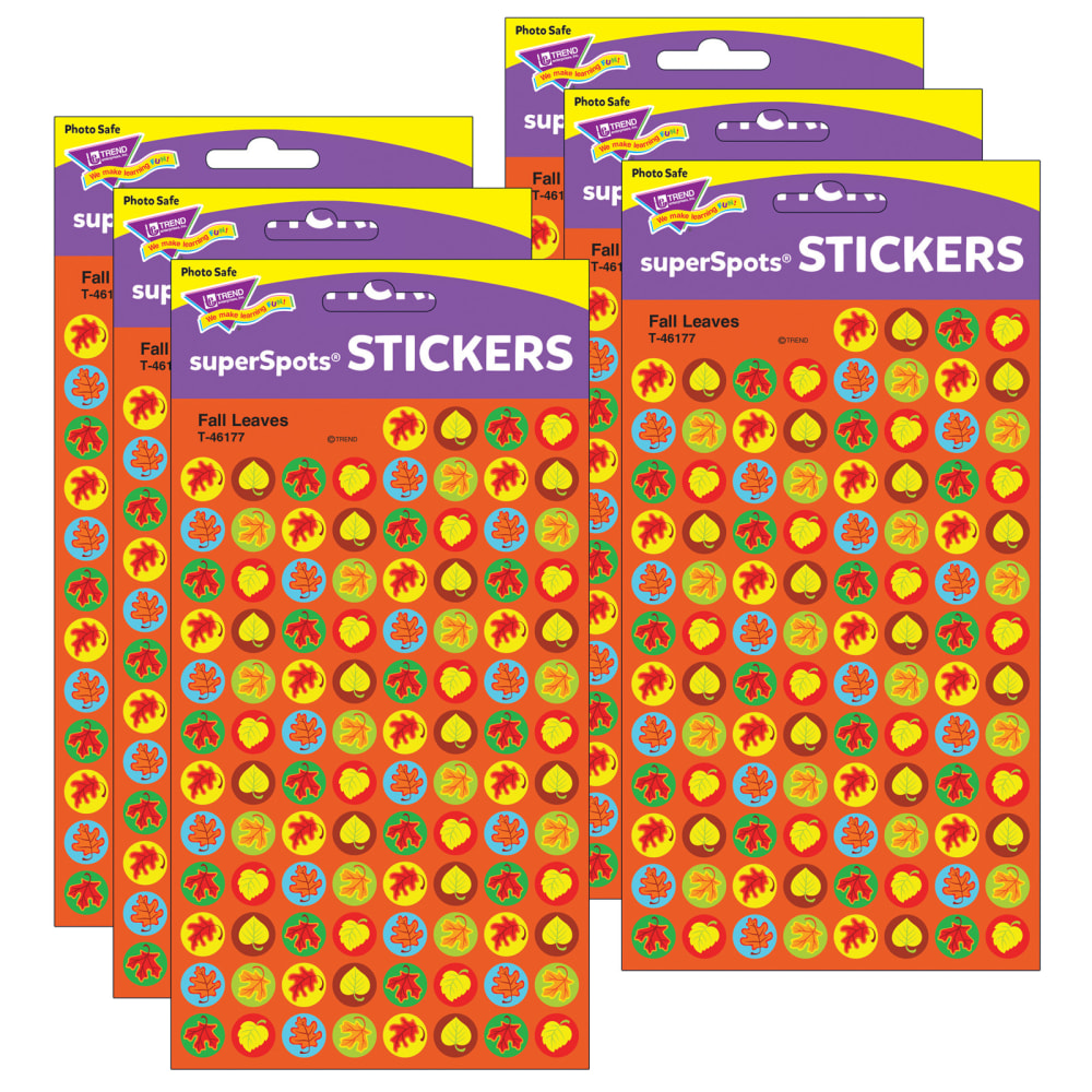 TREND superSpots Stickers, Fall Leaves, 800 Per Pack, Set Of 6 Packs MPN:T-46177-6
