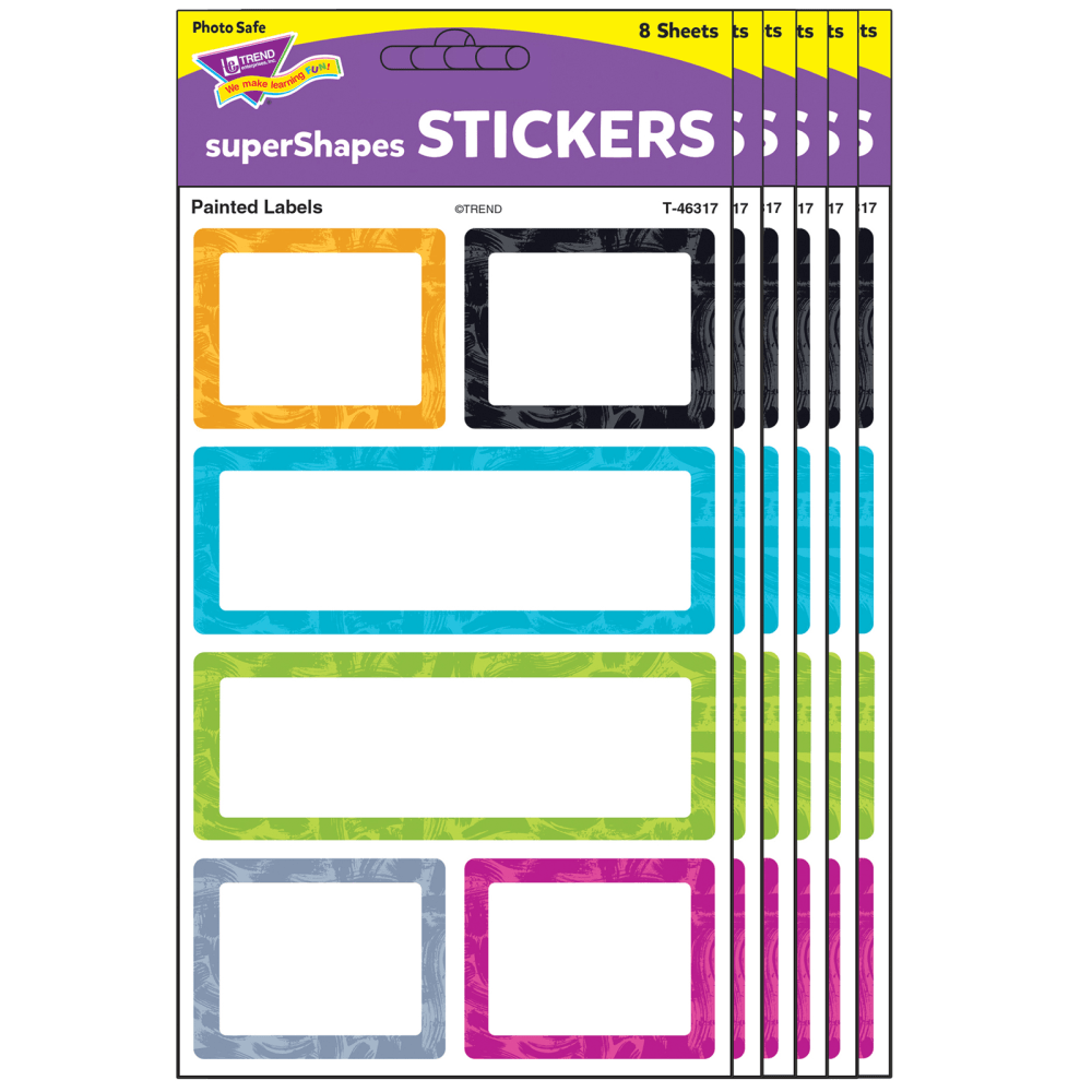 Trend superShapes Stickers, Color Harmony Painted Labels, 24 Stickers Per Pack, Set Of 6 Packs MPN:T-46317-6