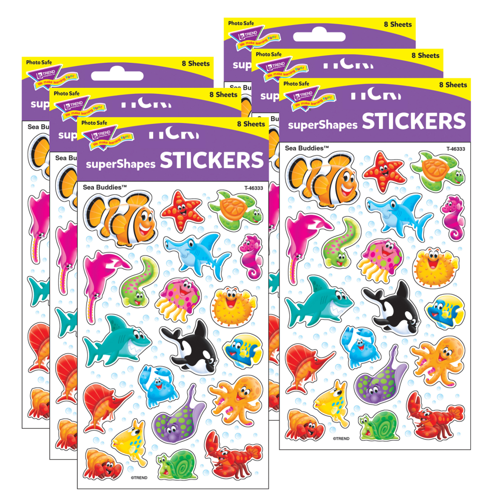 Trend superShapes Stickers, Sea Buddies, 160 Stickers Per Pack, Set Of 6 Packs MPN:T-46333-6