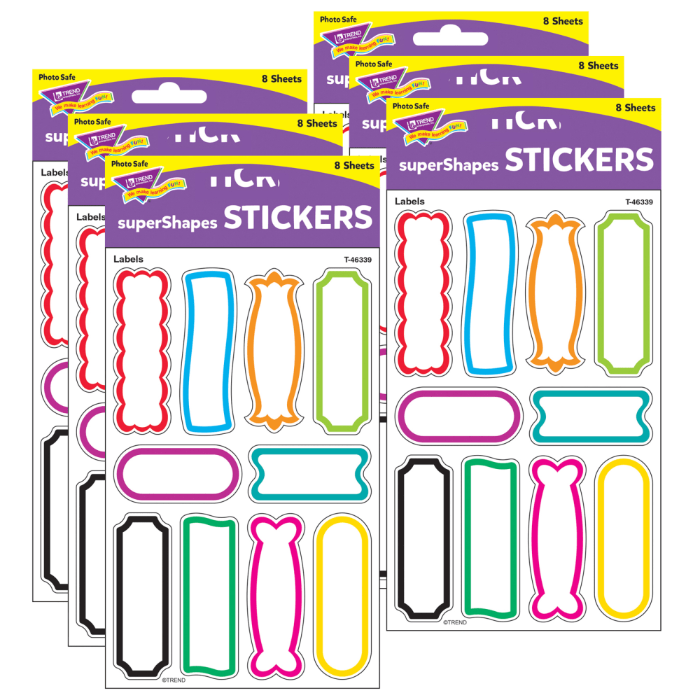Trend superShapes Stickers, Labels, 80 Stickers Per Pack, Set Of 6 Packs MPN:T-46339-6