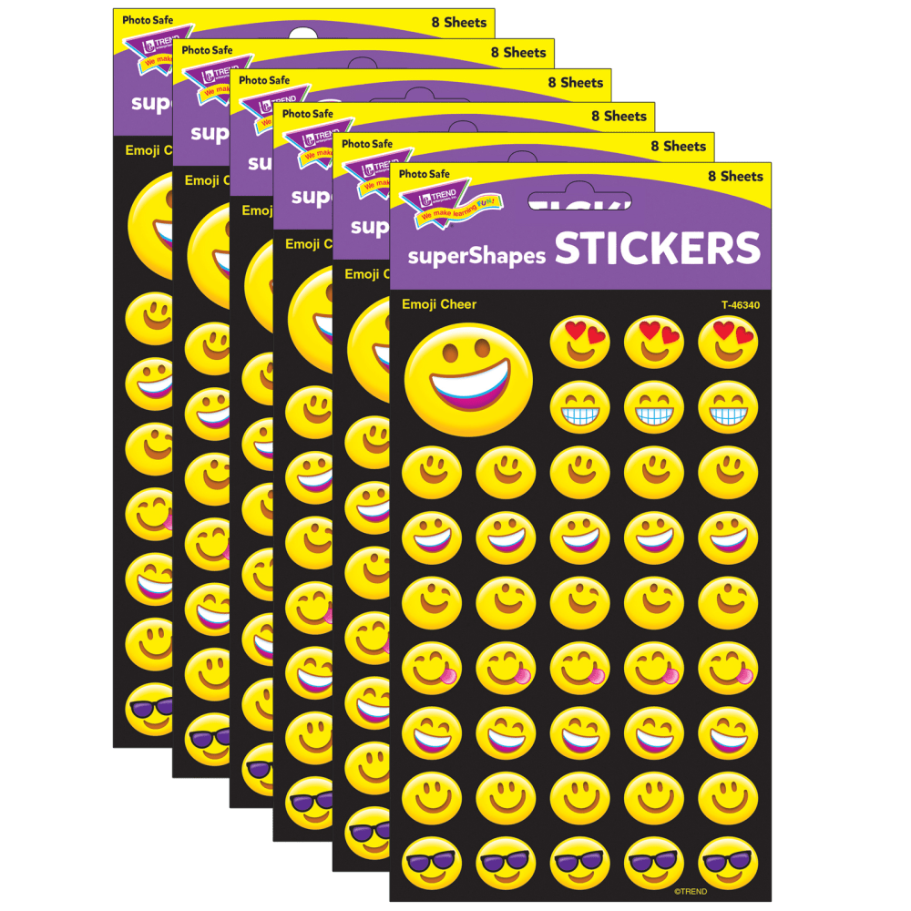 Trend superShapes Stickers, Emoji Cheer, 336 Stickers Per Pack, Set Of 6 Packs MPN:T-46340-6