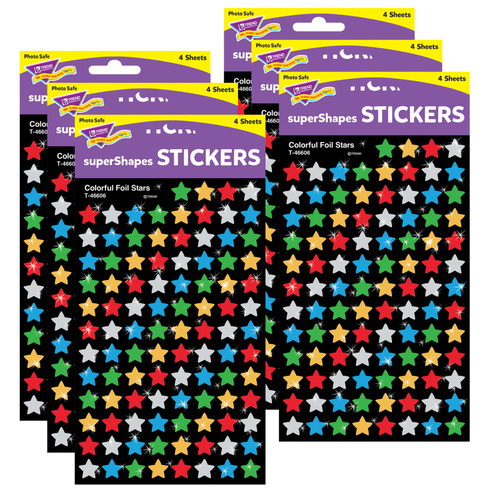 Trend superShapes Stickers, Colorful Foil Stars, 400 Stickers Per Pack, Set Of 6 Packs MPN:T-46606-6