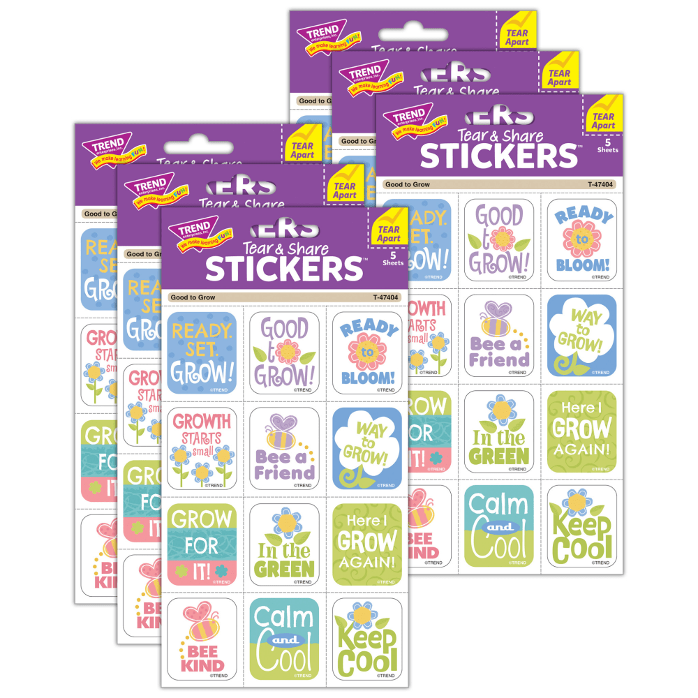 Trend Tear & Share Stickers, Good To Grow, 60 Stickers Per Pack, Set Of 6 Packs MPN:T-47404-6