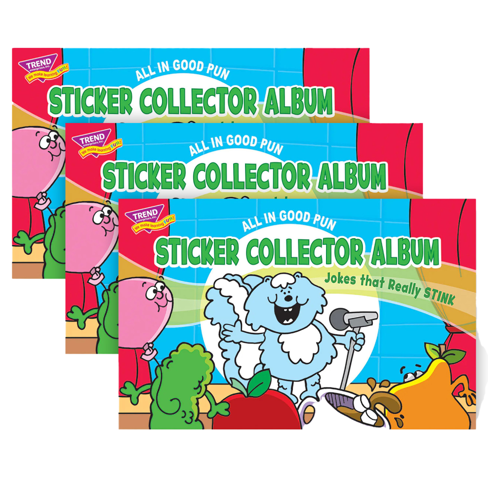 Trend Sticker Collector Albums, 8-1/2in X 5-1/2in, All In Good Pun, Pack Of 3 Albums MPN:T-49201-3