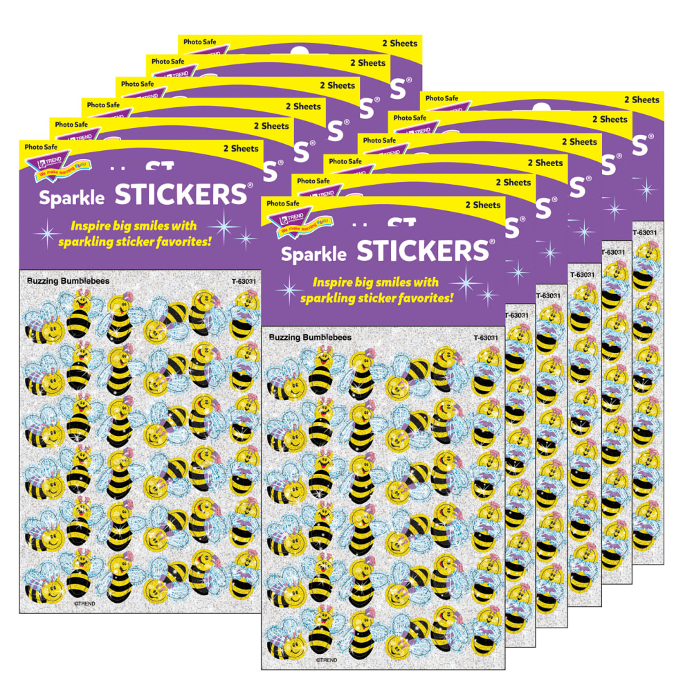 Trend Sparkle Stickers, Buzzing Bumblebees, 72 Stickers Per Pack, Set Of 12 Packs MPN:T-63031-12