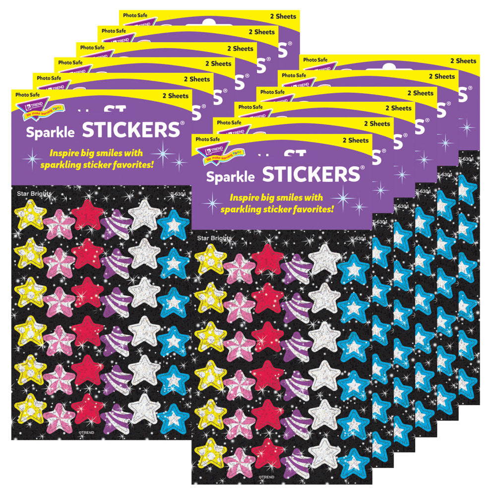 Trend Sparkle Stickers, Star Brights, 72 Stickers Per Pack, Set Of 12 Packs MPN:T-6304-12