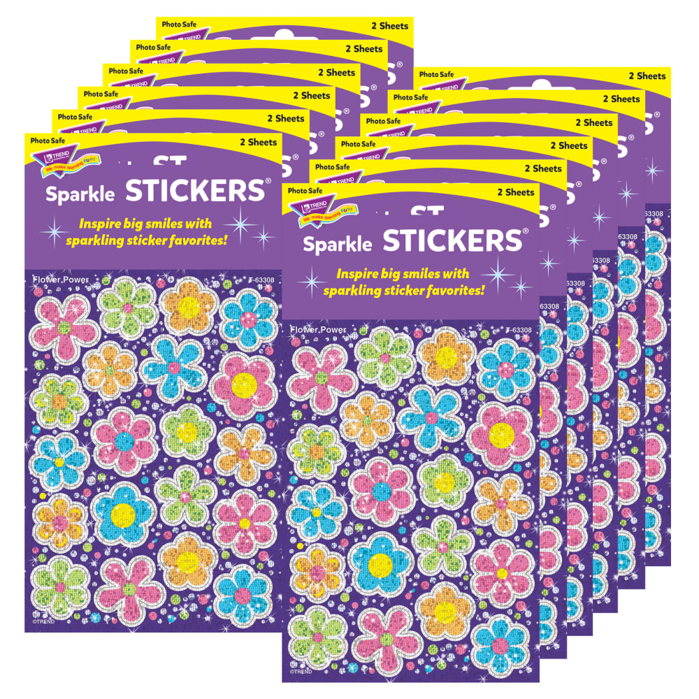Trend Sparkle Stickers, Flower Power, 40 Stickers Per Pack, Set Of 12 Packs MPN:T-63308-12
