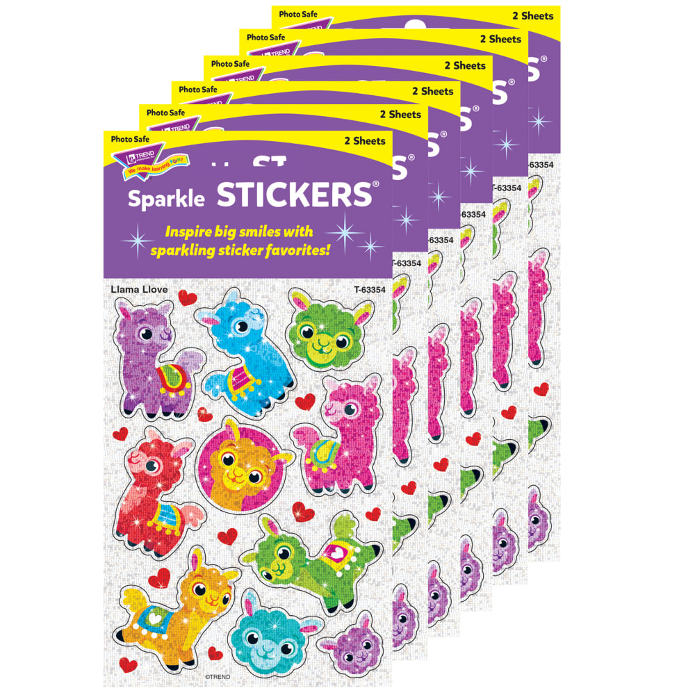 Trend Sparkle Stickers, Llama Love, 20 Stickers Per Pack, Set Of 6 Packs MPN:T-63354-6