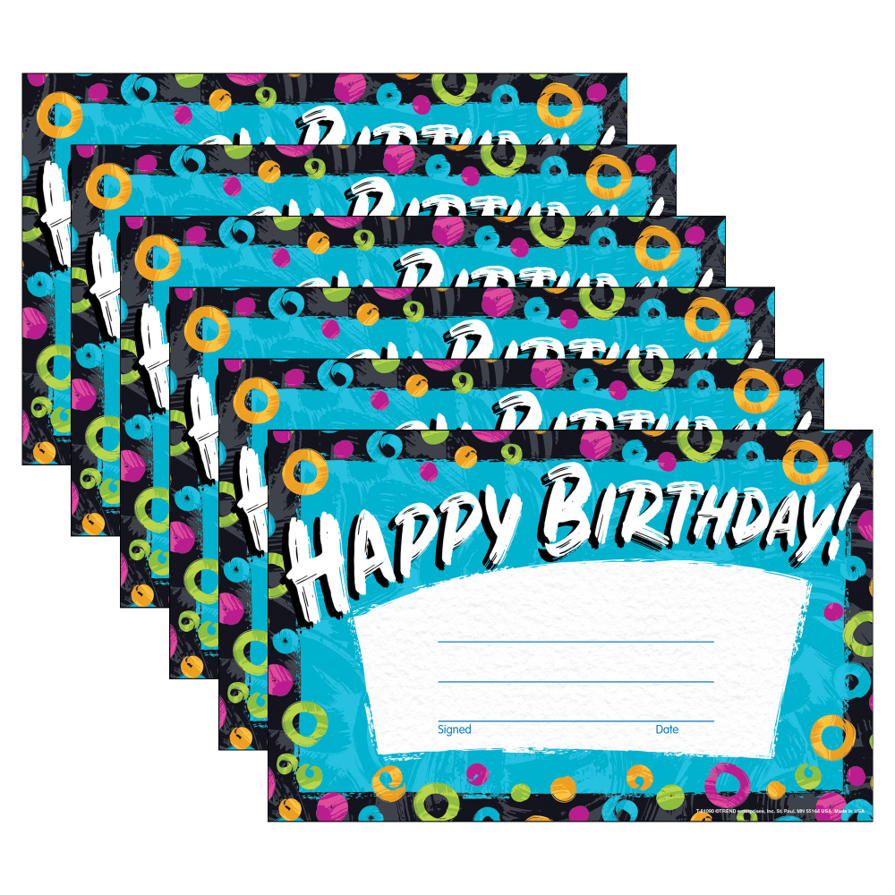 TREND Recognition Awards, Color Harmony Birthday, 30 Per Pack, Set Of 6 Packs MPN:T-81090-6
