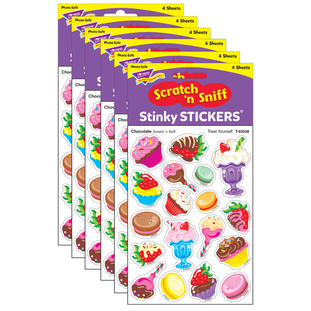 Trend Stinky Stickers, Treat Yourself/Chocolate, 72 Stickers Per Pack, Set Of 6 Packs MPN:T-83038-6