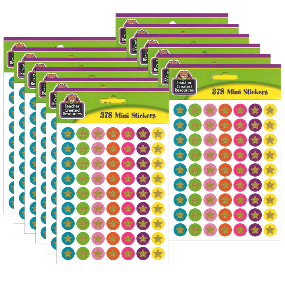 Teacher Created Resources Mini Stickers, Confetti Stars, 378 Stickers Per Pack, Set Of 12 Packs MPN:TCR3602-12