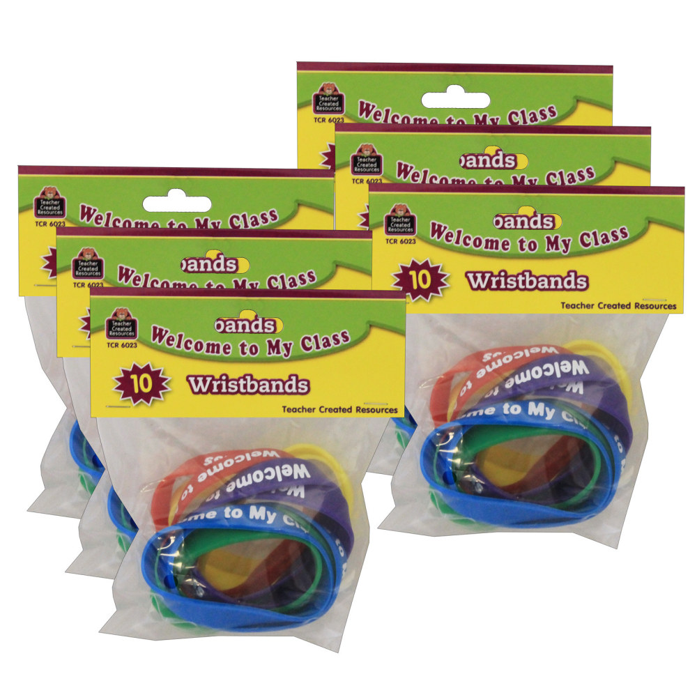 Teacher Created Resources Wristbands, Welcome to My Class, 10 Wristbands Per Pack, Set Of 6 Packs MPN:TCR6023-6