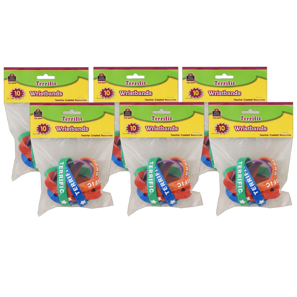 Teacher Created Resources Terrific Wristbands, 10 Per Pack, Set Of 6 Packs MPN:TCR6549-6