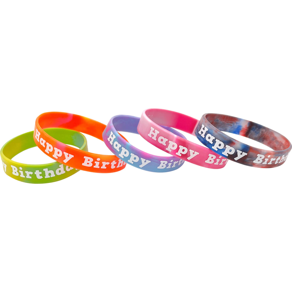 Teacher Created Resources Tie-Dye Happy Birthday Wristbands, 10 Per Pack, Set Of 6 Packs MPN:TCR6565-6