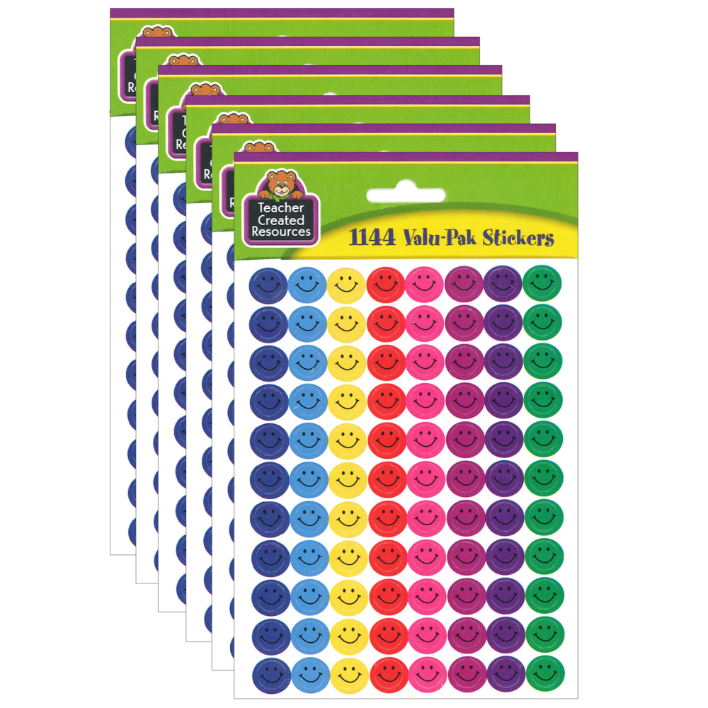 Teacher Created Resources Mini Stickers, Happy Face, 1, 144 Per Pack, Set Of 6 Packs MPN:TCR6633-6