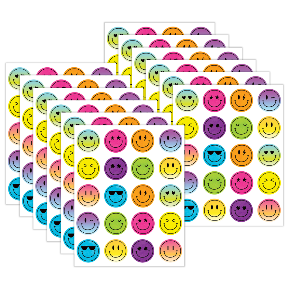 Teacher Created Resources Stickers, Brights 4Ever Smiley Faces, 120 Stickers Per Pack, Set Of 12 Packs MPN:TCR6941-12