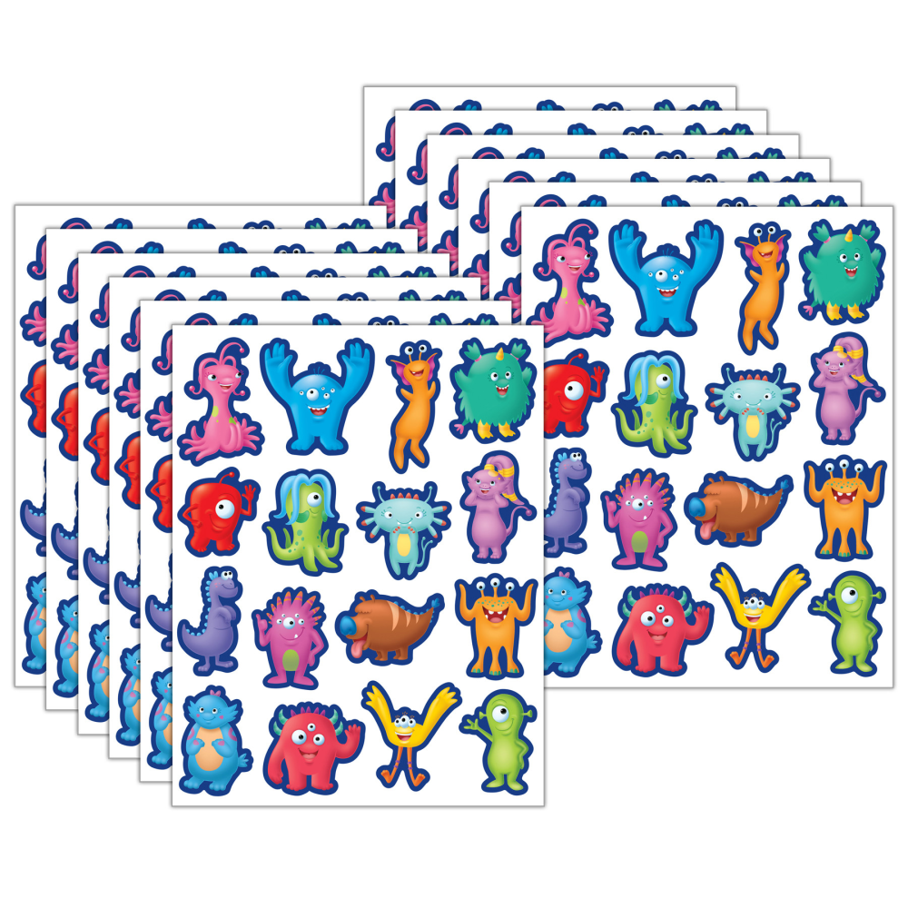Teacher Created Resources Stickers, Medium, Monsters, 96 Stickers Per Pack, Bundle Of 12 Packs MPN:TCR7087-12