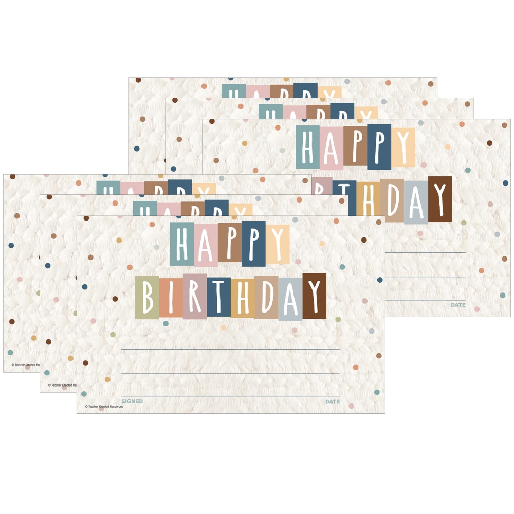 Teacher Created Resources Awards, 8-1/2in x 5-1/2in, Everyone is Welcome Happy Birthday, 30 Per Pack, Set Of 6 Packs MPN:TCR7135-6