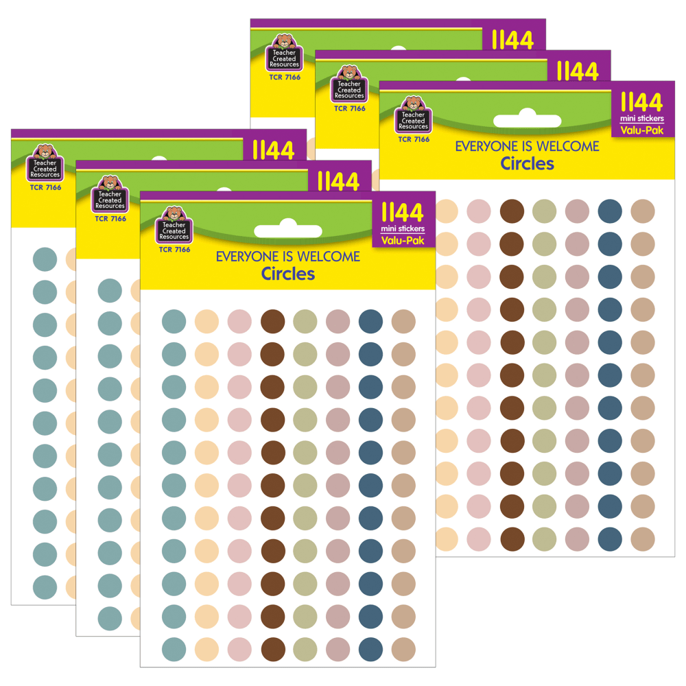 Teacher Created Resources Mini Stickers, Everyone is Welcome Circles, 1, 144 Stickers Per Pack, Set Of 6 Packs MPN:TCR7166-6