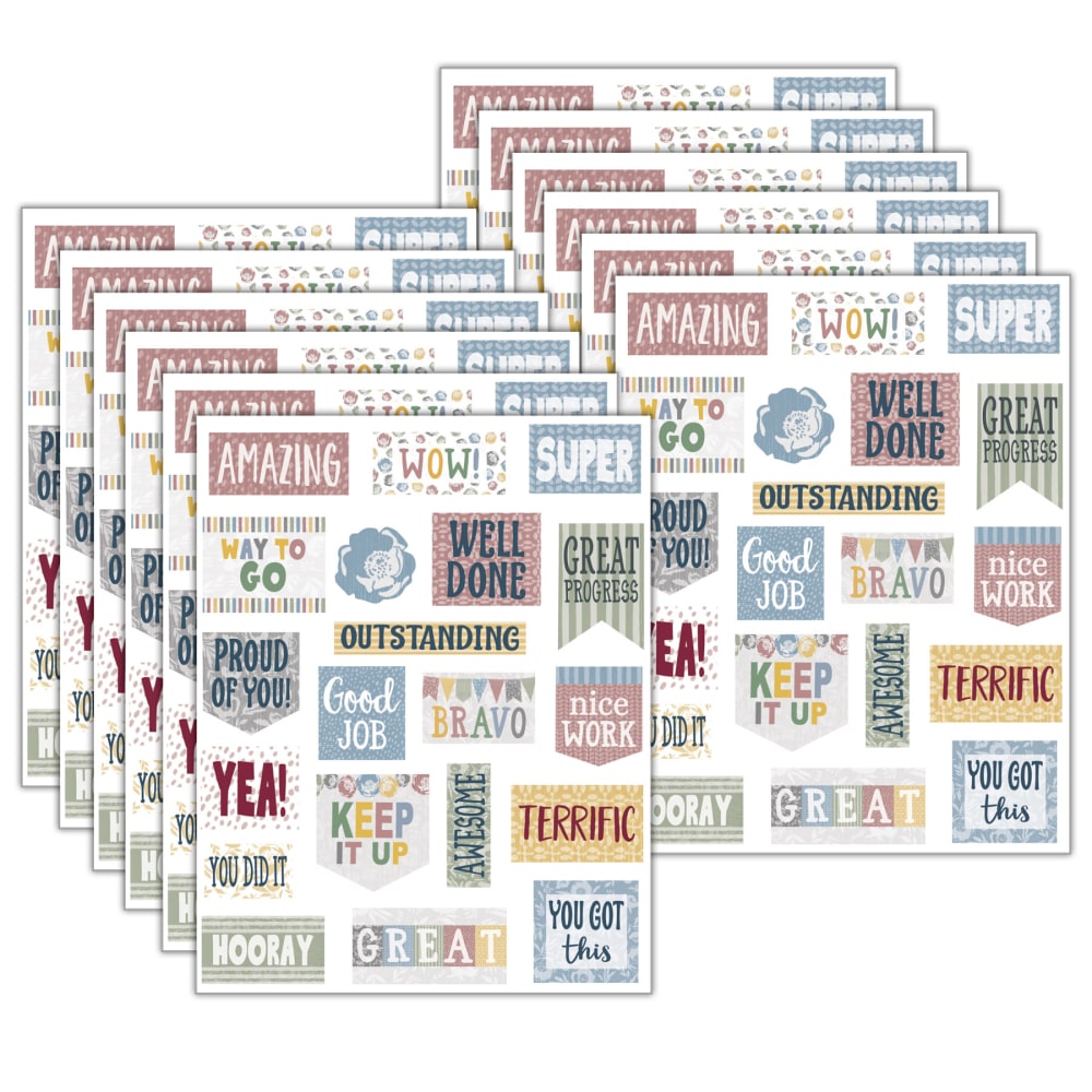 Teacher Created Resources Stickers, 2-1/2in x 1/2in, Classroom Cottage, 120 Stickers Per Pack, Bundle Of 12 Packs MPN:TCR7187-12